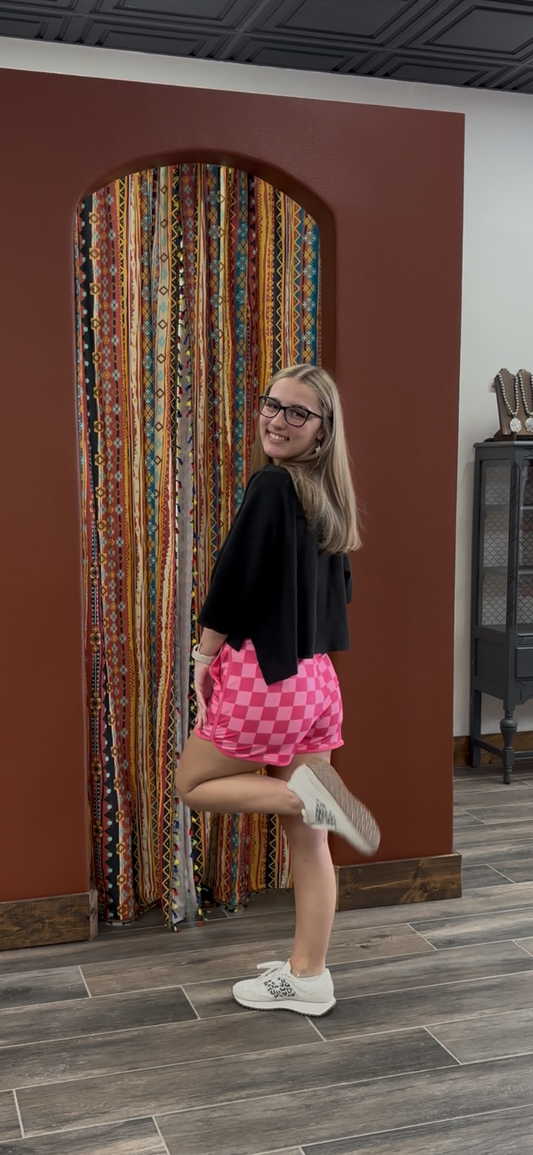 Pink checkered shorts