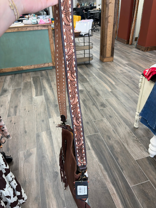 American Darling Crossbody Western Tooled Leather Strap