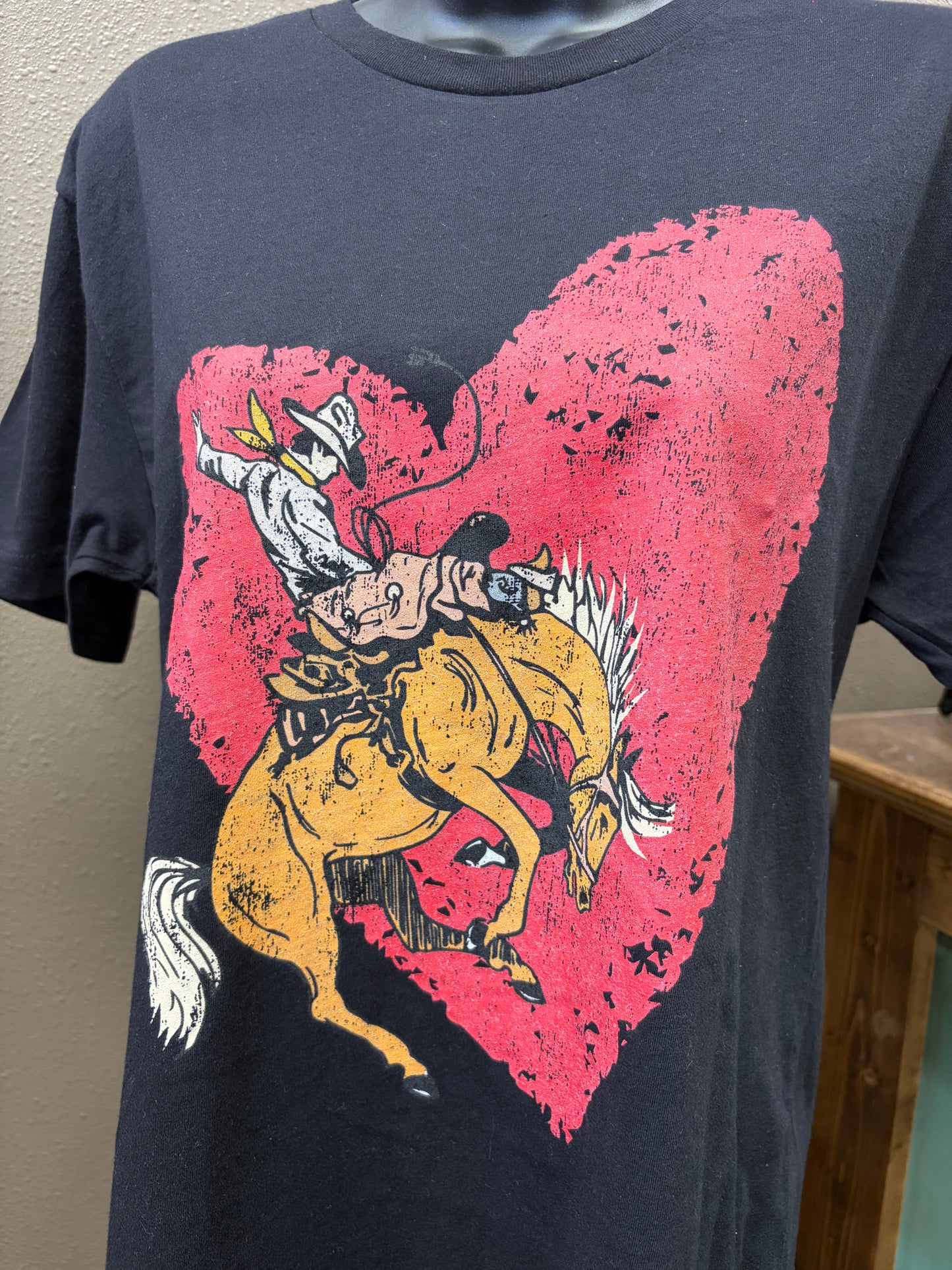 Rebel Black Buckhorse Heart Top