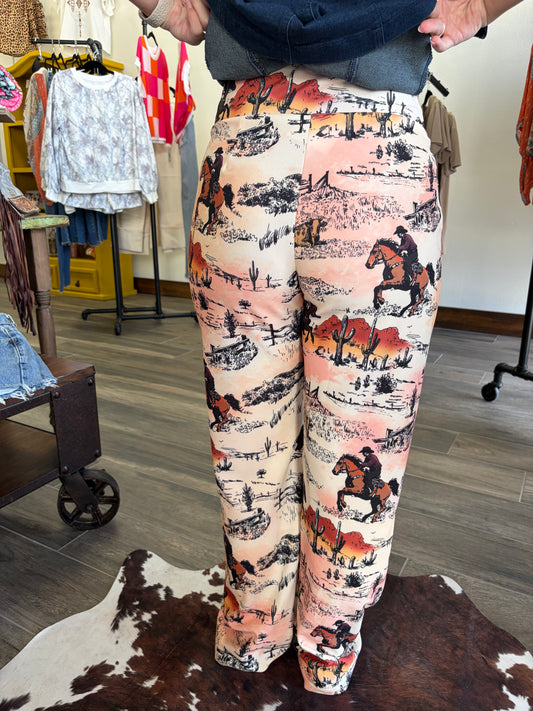 First Order Western Print 3" Elastic Waist Pants