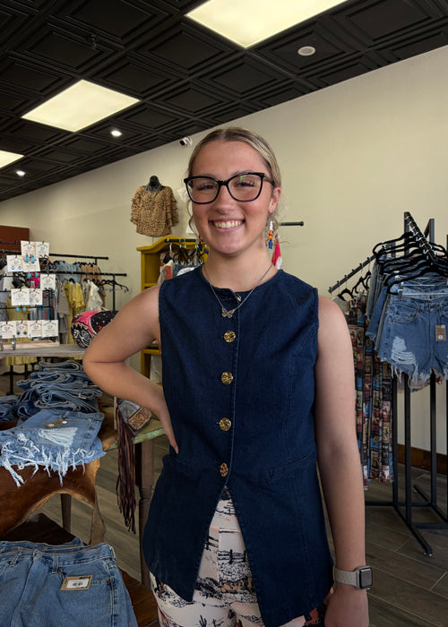 Blu Pepper Denim Woven Vest