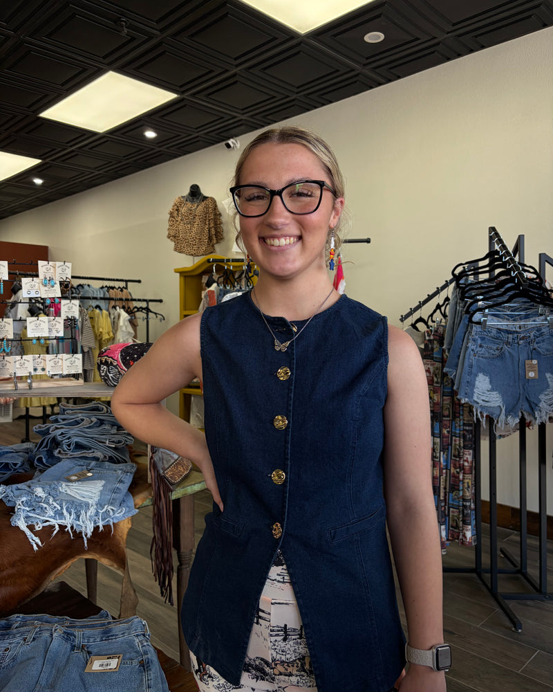 Blu Pepper Denim Woven Vest