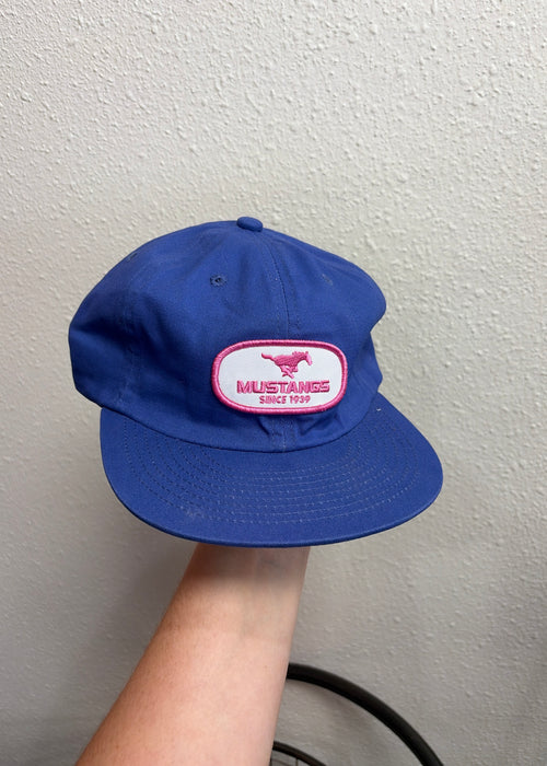 Blue cap pink patch mustang cap