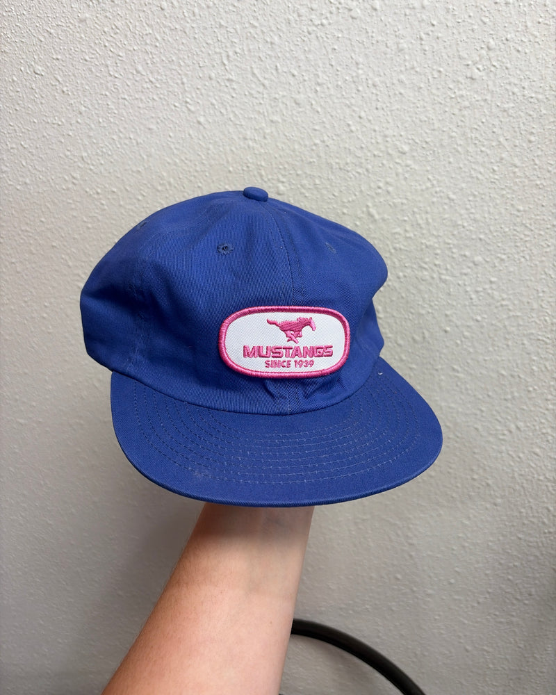 Blue cap pink patch mustang cap