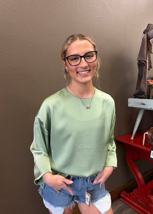 Glam Sage Wide Sleeve Blouse