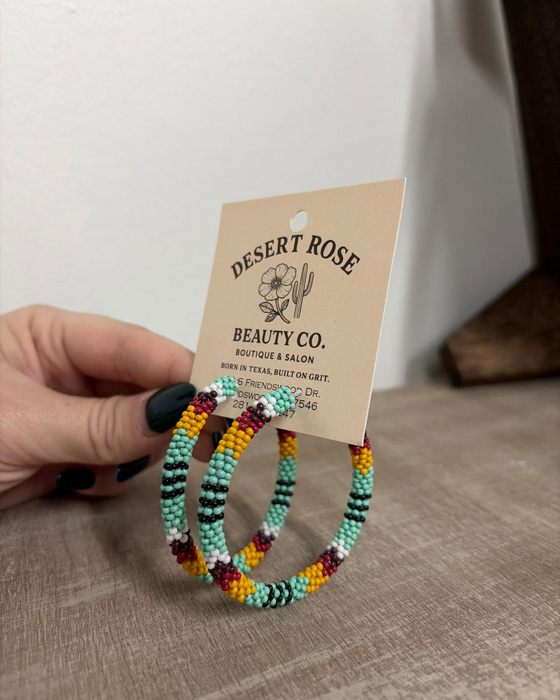 Colorful beaded hoops