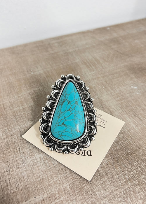 Turquoise Tear Drop Cuff Ring