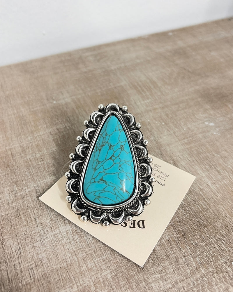 Turquoise Tear Drop Cuff Ring