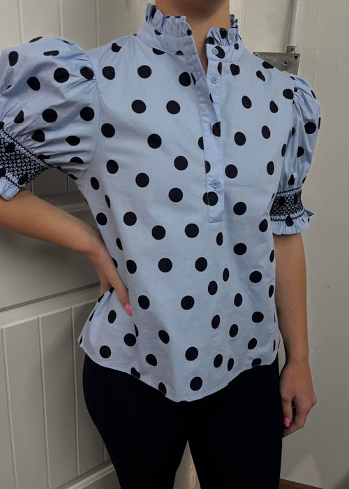 Baby blue Polka Dot Blouse