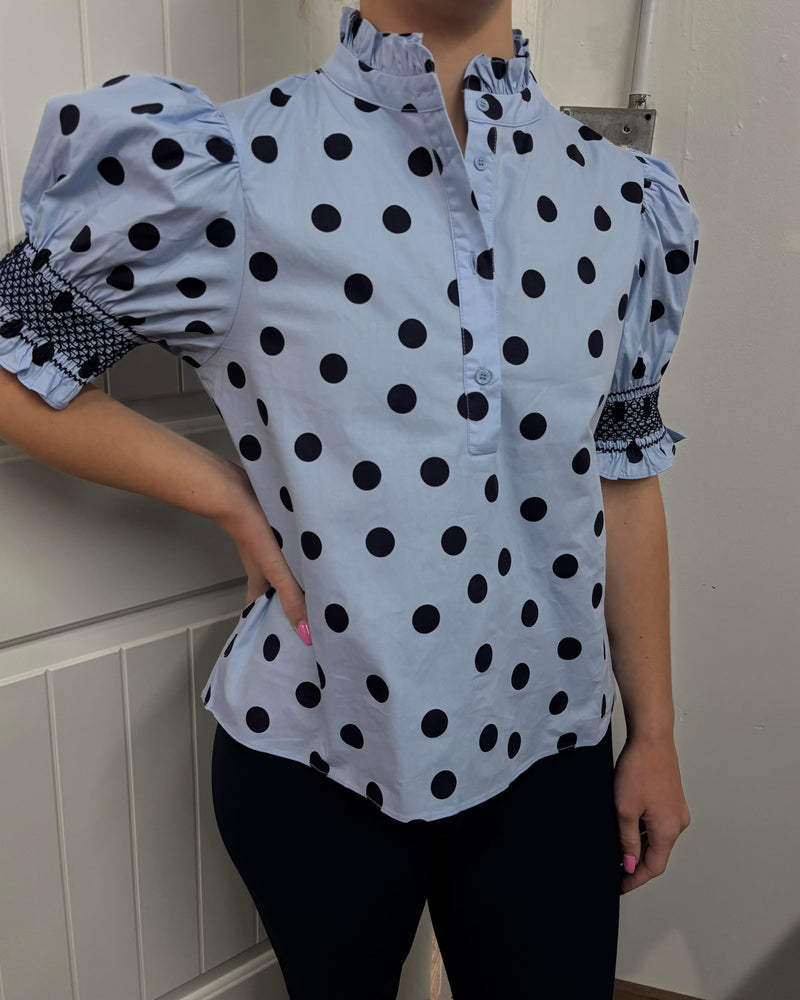 Baby blue Polka Dot Blouse