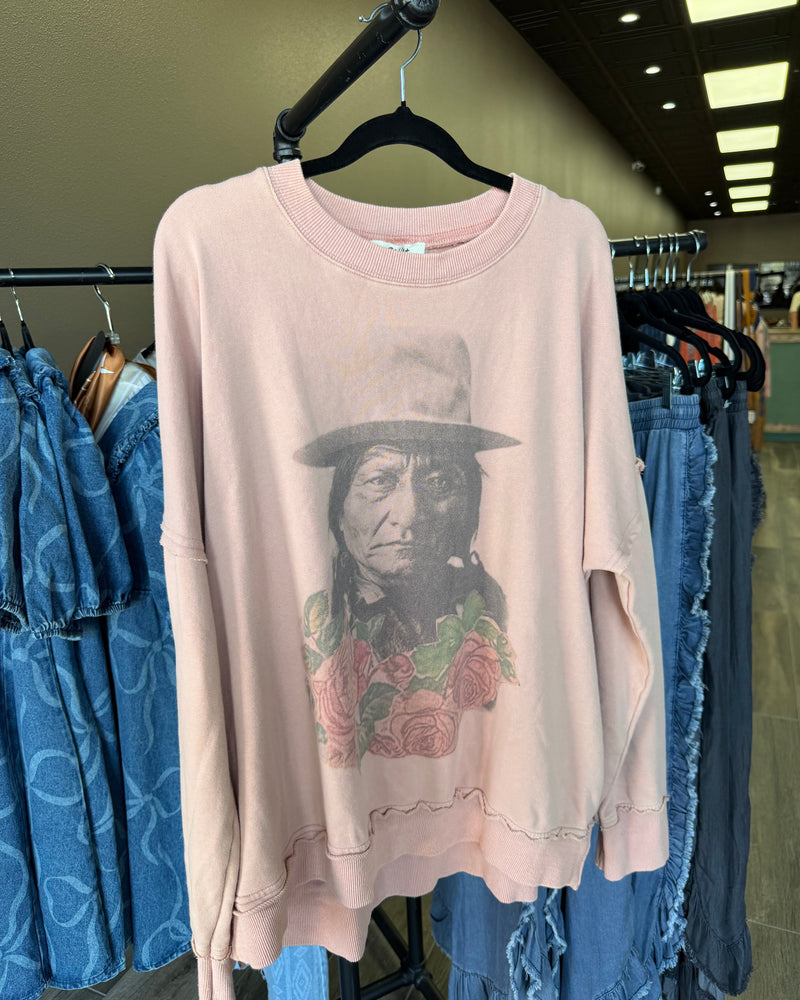 BlueVelvet Native American Print Sweatshirt