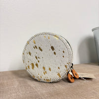 White and gold cowhide jewelry box