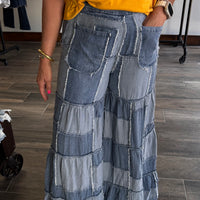 denim patchwork pants