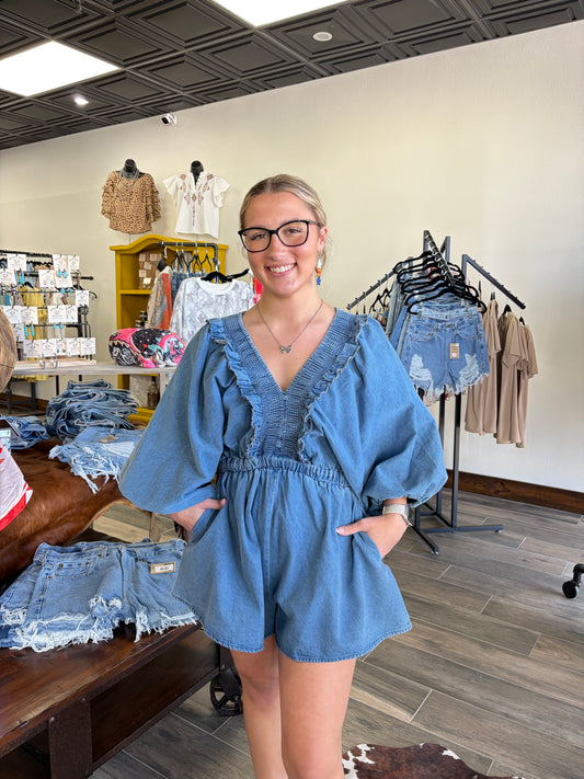 BucketList Denim Jean Romper