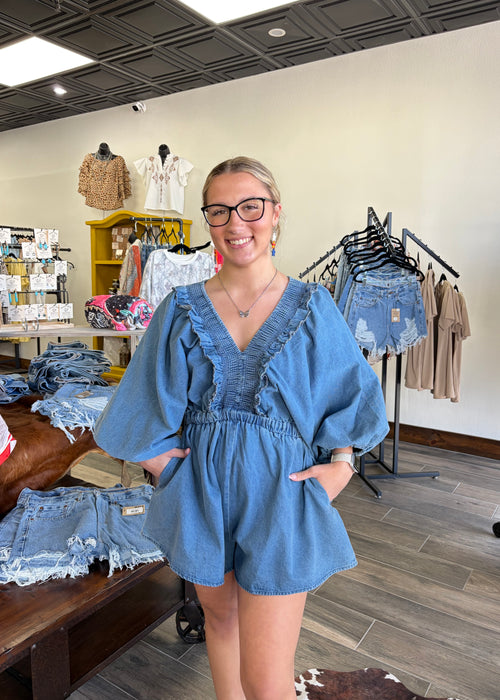 BucketList Denim Jean Romper