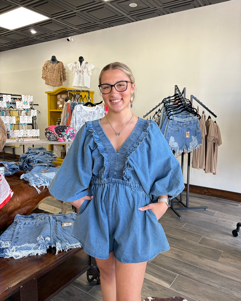 BucketList Denim Jean Romper
