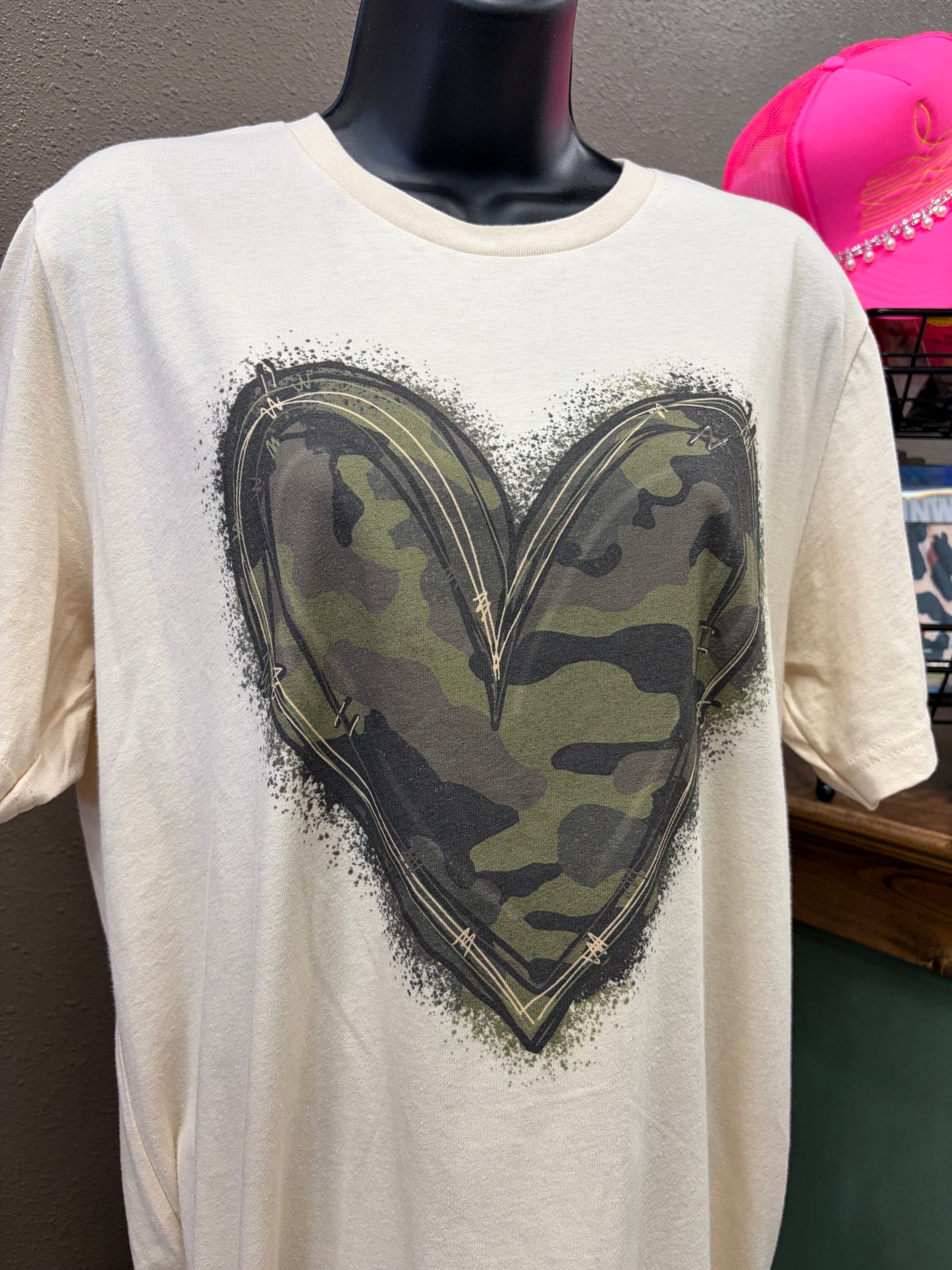 Rebel Camo Outline Heart Top