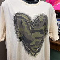 Rebel Camo Outline Heart Top
