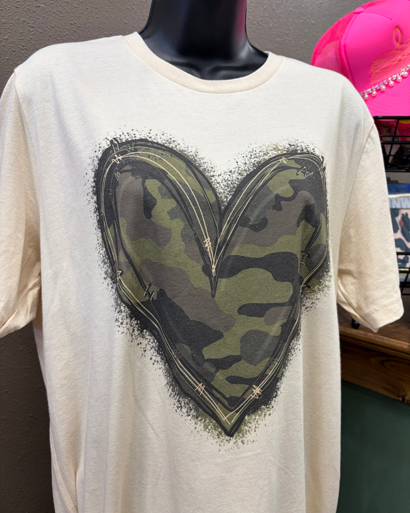 Rebel Camo Outline Heart Top