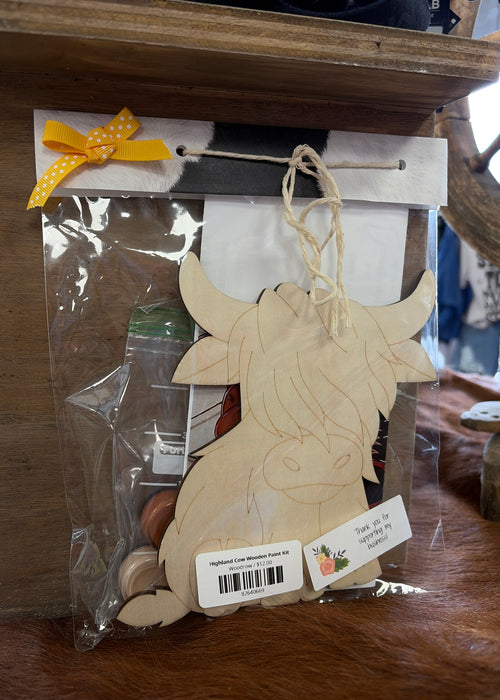 Highland Cow Wooden Paint Kit