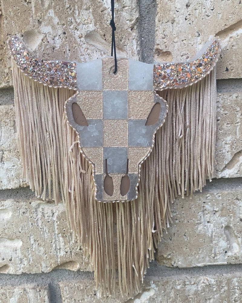 Checkered Bull Skull Freshie