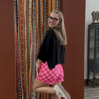 Pink checkered shorts