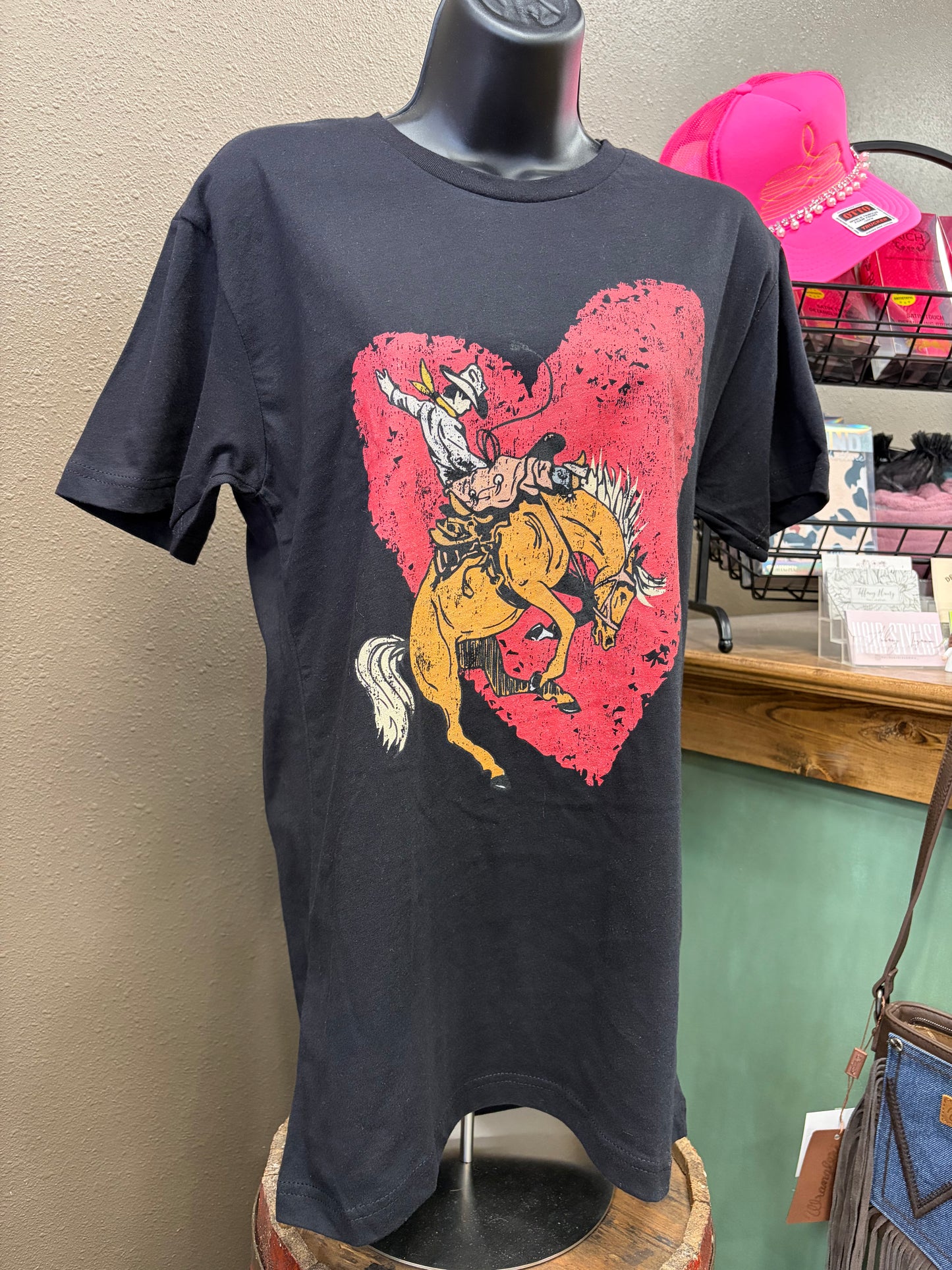 Rebel Black Buckhorse Heart Top