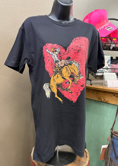 Rebel Black Buckhorse Heart Top