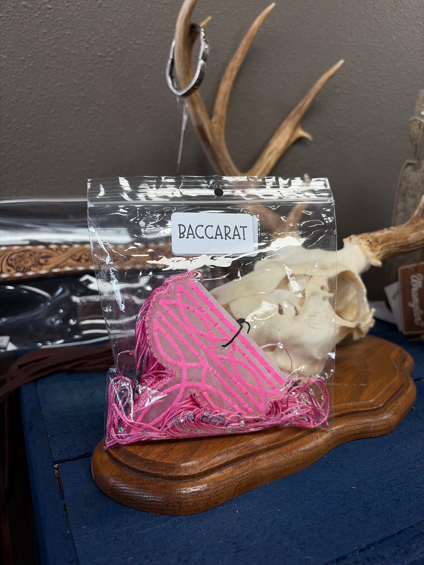 Boot stitch car freshie pink