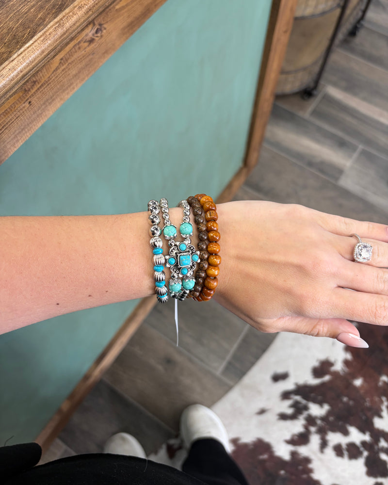 Western Beads and Charm Stackable Bracelet Set