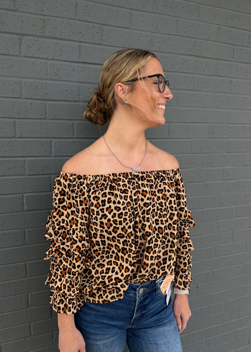 Off shoulder layered ruffle top