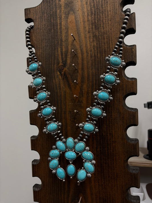 Desert Pearl Turquoise Squash Blossom