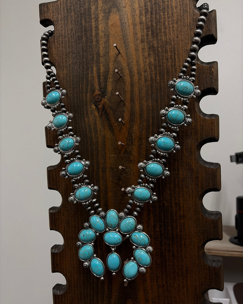 Desert Pearl Turquoise Squash Blossom