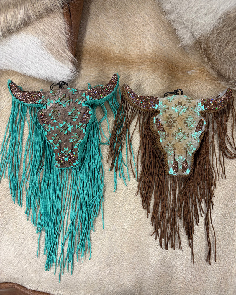 Aztec Pattern Bull Skull Freshie