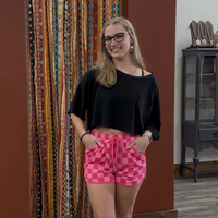 Pink checkered shorts