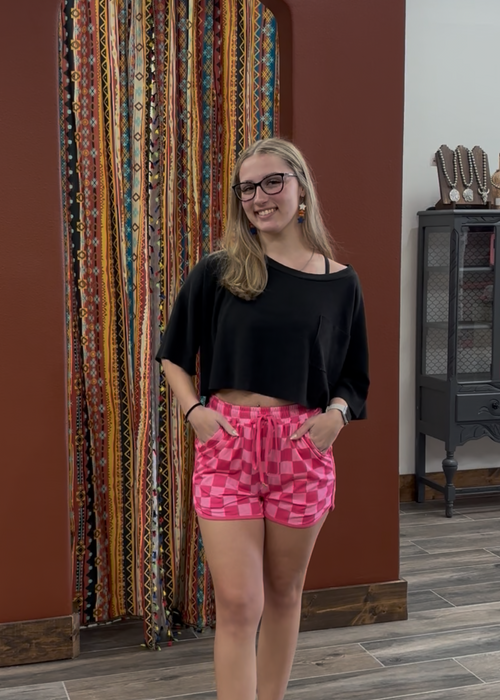 Pink checkered shorts