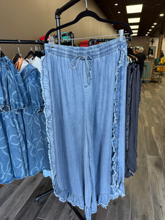 Rosa Bohemian Ruffled Flared Jeans (Blue)
