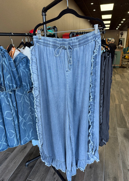 Rosa Bohemian Ruffled Flared Jeans (Blue)