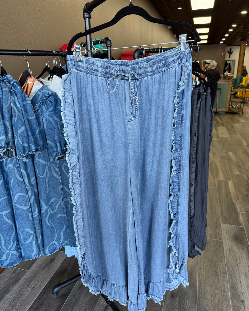 Rosa Bohemian Ruffled Flared Jeans (Blue)