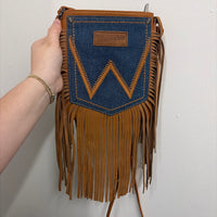 Wrangler Leather/Denim Fringe Crossbody