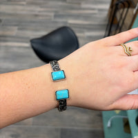 Western Stone Hinge Bangle Bracelet