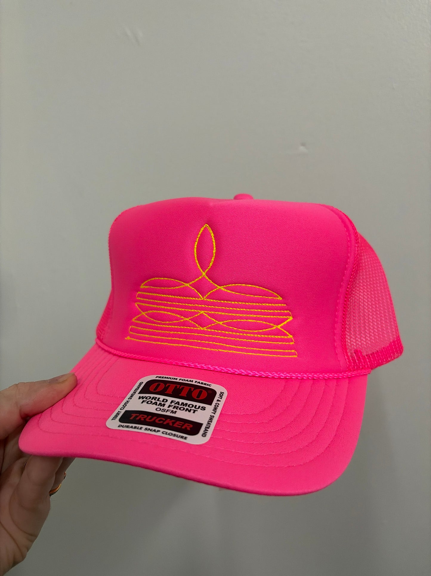 Pink boot stitch