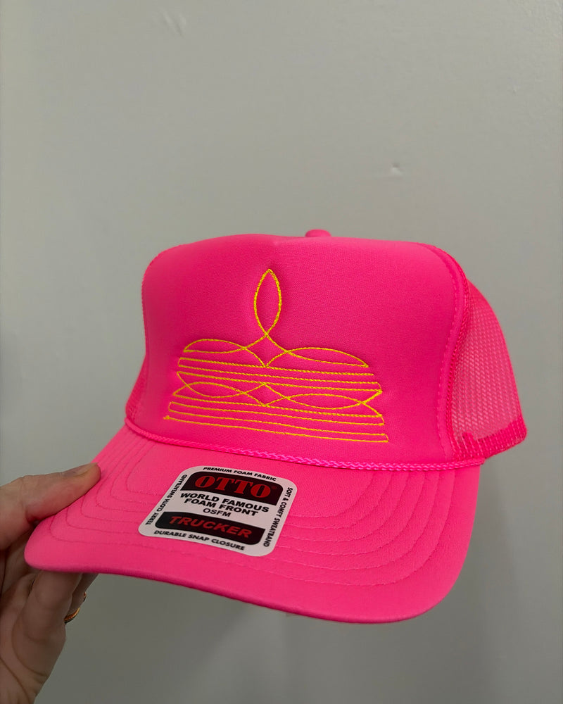 Pink boot stitch