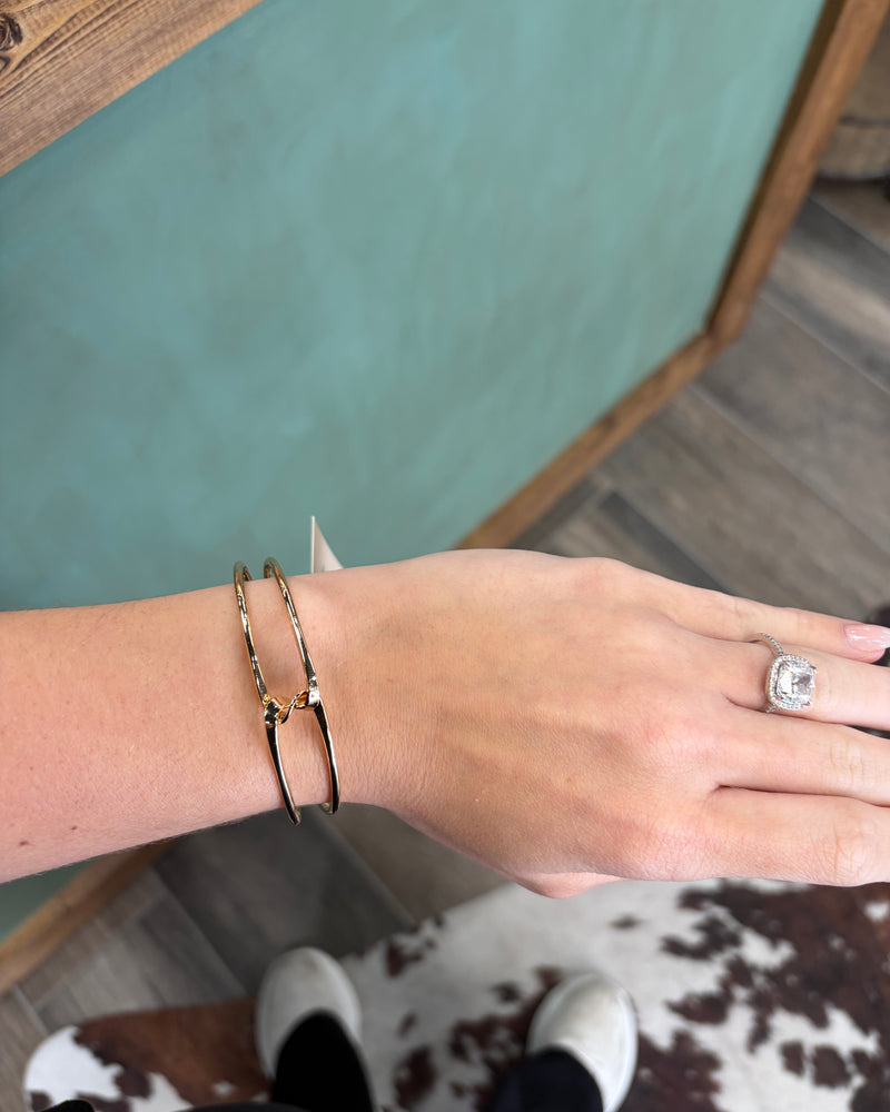 Twisted Wire Open Cuff Bracelet-Gold