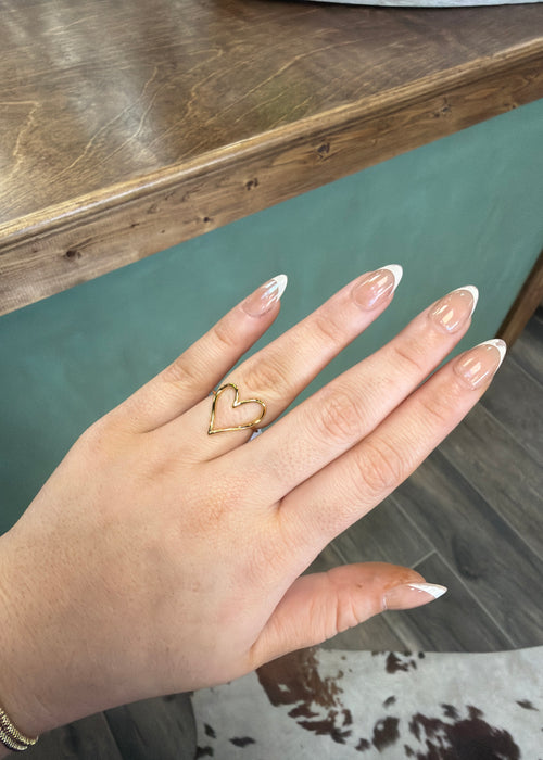 Gold Heart Cutout Band Ring