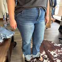 Risen High Rise Straight Turn Up Cuffed w/Patch Pocket Detail Pants