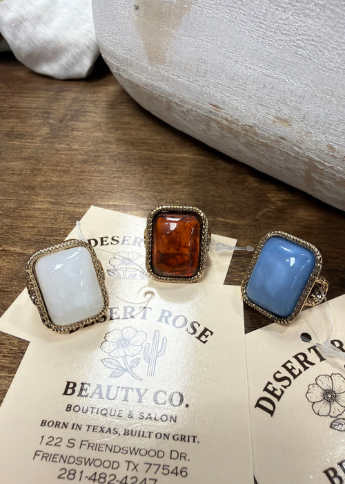 Rectangle Vintage Resin Ring