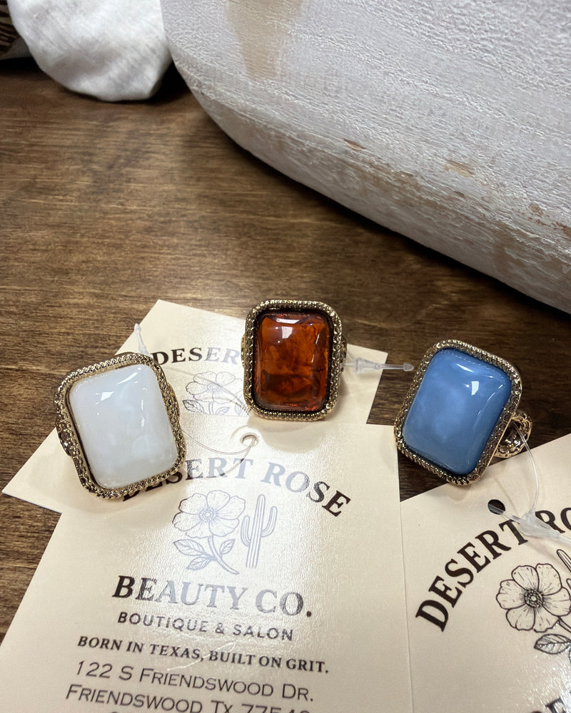 Rectangle Vintage Resin Ring