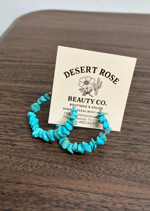 Turquoise Stone Hoop Earrings
