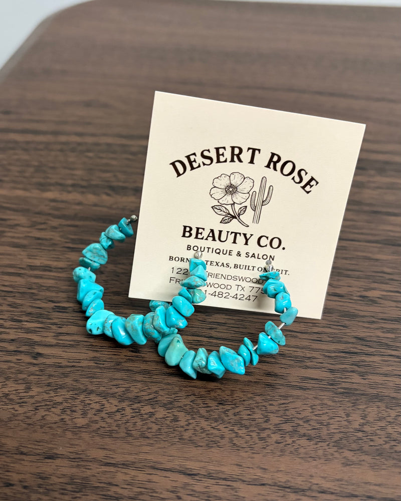 Turquoise Stone Hoop Earrings